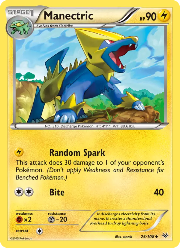 Manectric Uncommon Pokemon card #25 from Roaring Skies