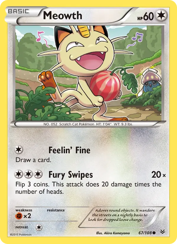 Meowth Common Pokemon card #67 from Roaring Skies
