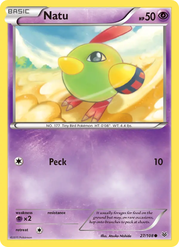 Natu Common Pokemon card #27 from Roaring Skies
