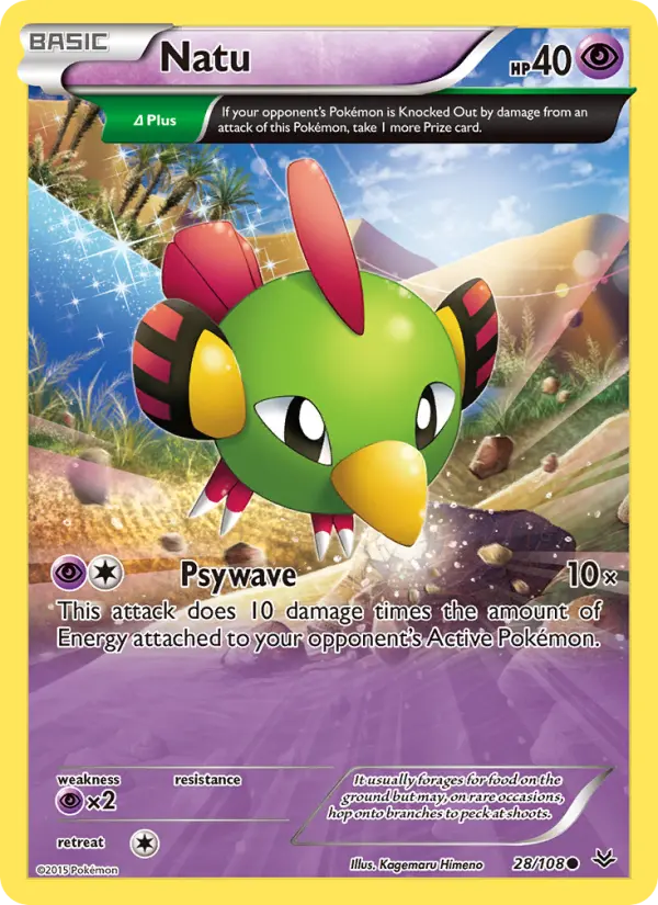 Natu Common Pokemon card #28 from Roaring Skies
