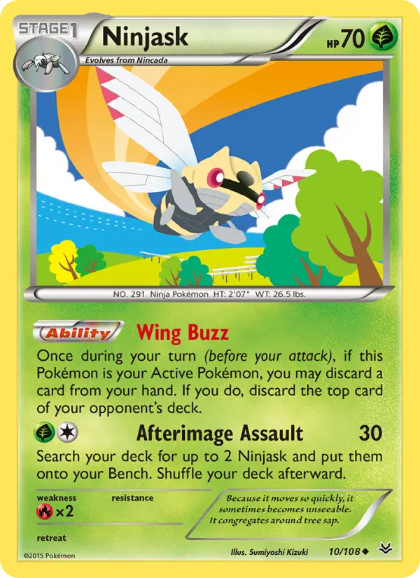 Ninjask Uncommon Pokemon card #10 from Roaring Skies
