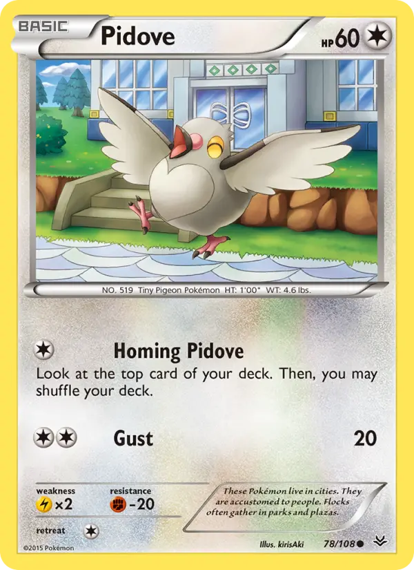 Pidove Common Pokemon card #78 from Roaring Skies