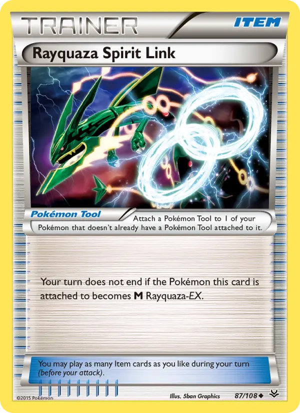 Rayquaza Spirit Link Uncommon Pokemon card #87 from Roaring Skies