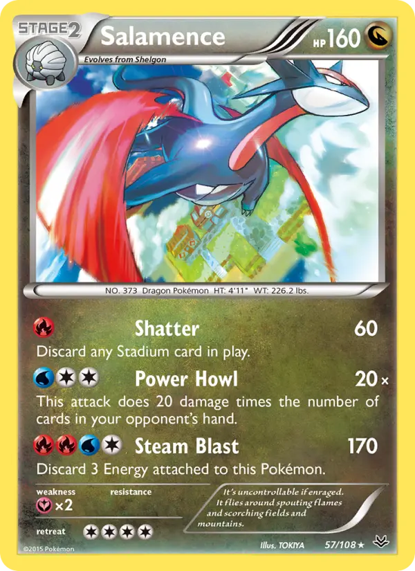 Salamence Rare Pokemon card #57 from Roaring Skies