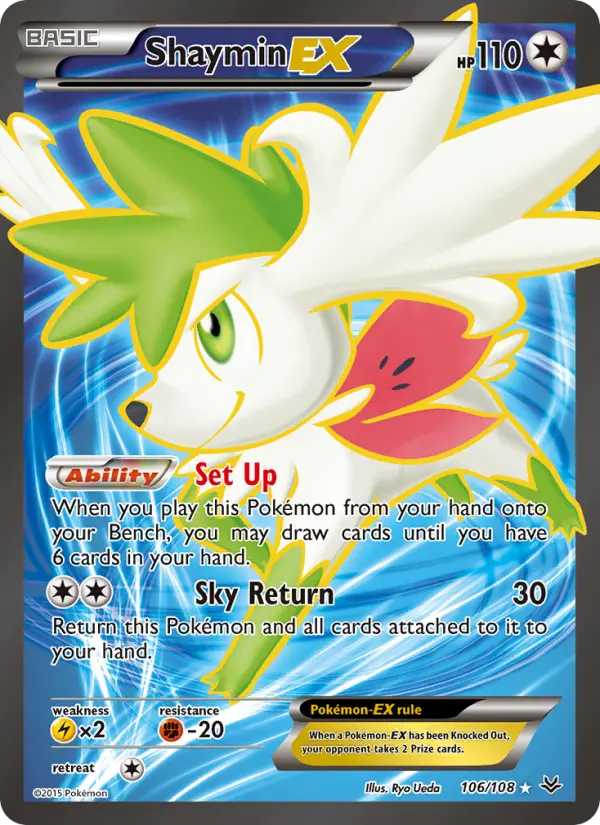 Shaymin EX Ultra Rare Pokemon card #106 from Roaring Skies