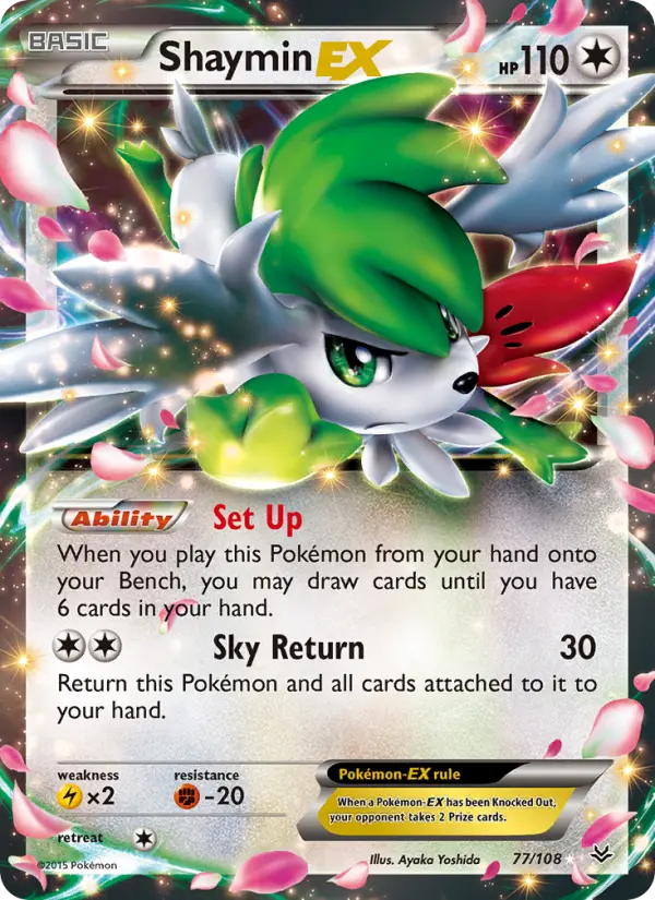 Shaymin EX Ultra Rare Pokemon card #77 from Roaring Skies