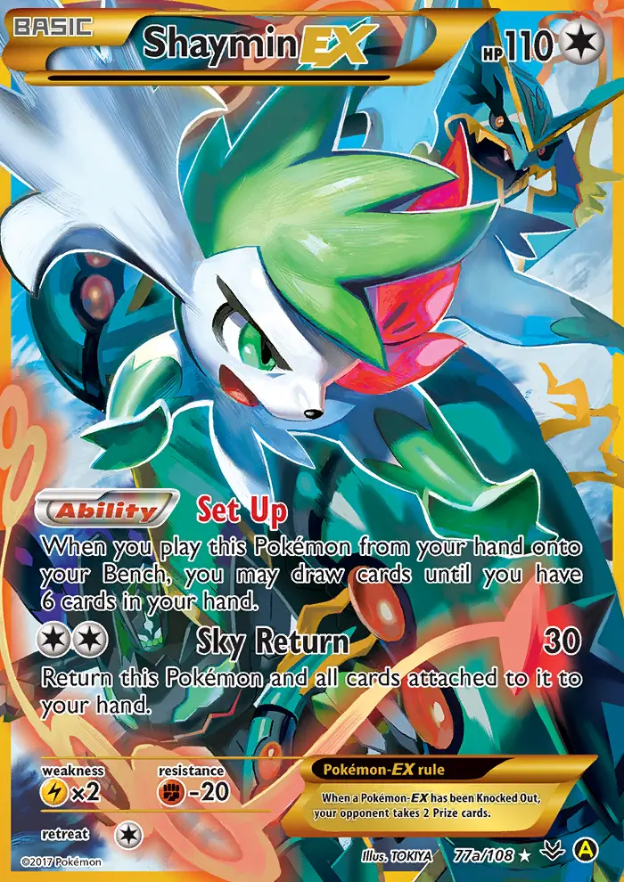 Shaymin EX Rare Pokemon card #77a from Roaring Skies