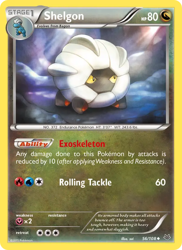 Shelgon Uncommon Pokemon card #56 from Roaring Skies