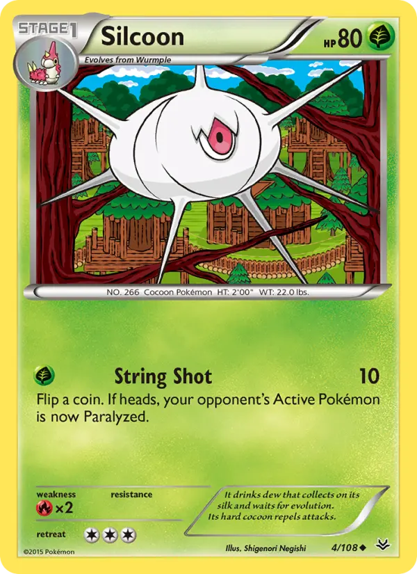 Silcoon Uncommon Pokemon card #4 from Roaring Skies