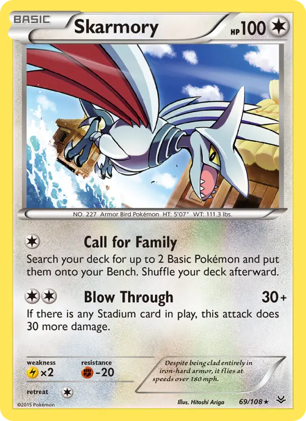 Skarmory Rare Pokemon card #69 from Roaring Skies