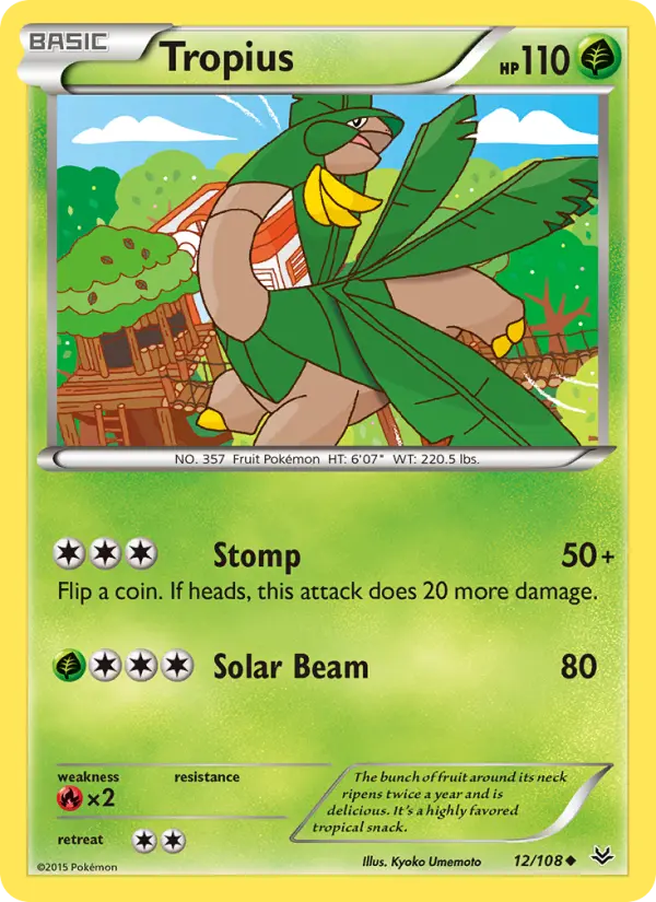 Tropius Uncommon Pokemon card #12 from Roaring Skies