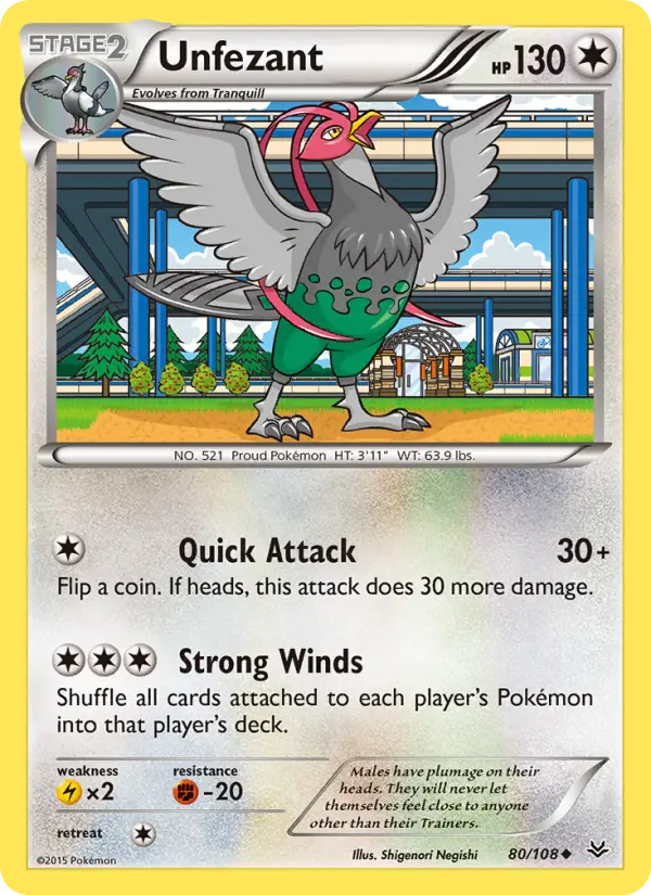Unfezant Uncommon Pokemon card #80 from Roaring Skies