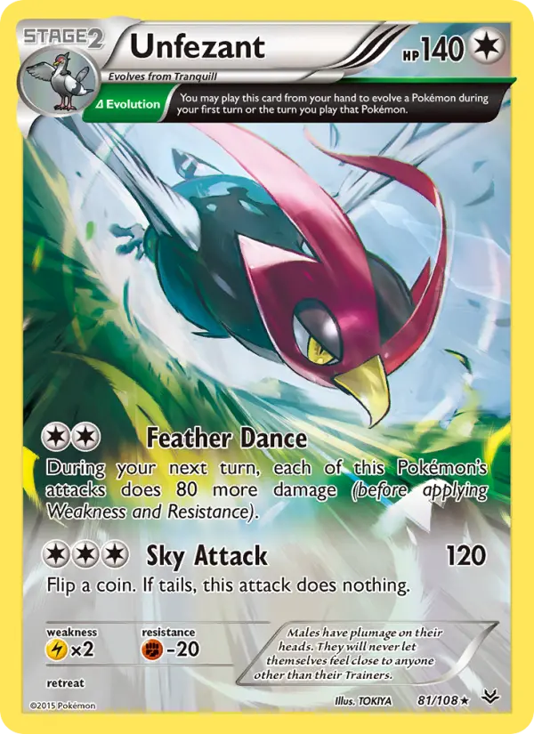 Unfezant Rare Pokemon card #81 from Roaring Skies