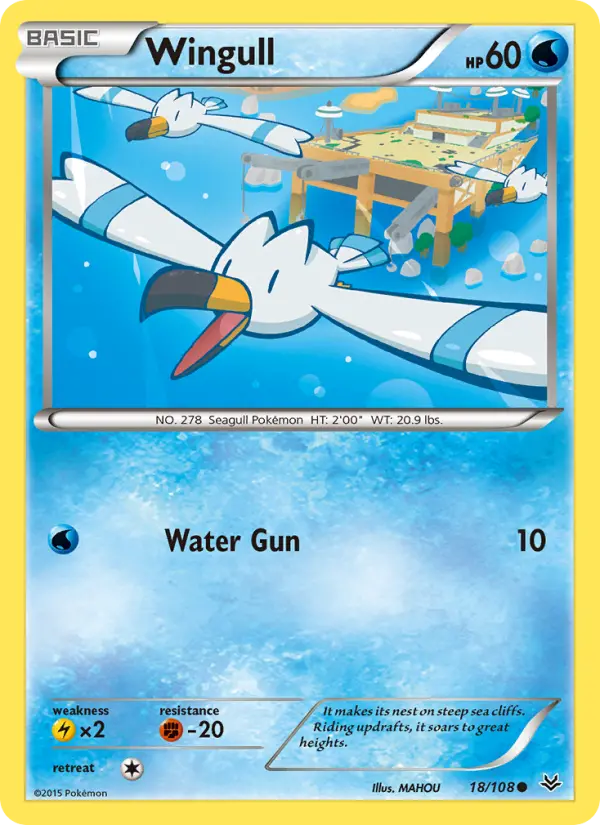 Wingull Common Pokemon card #18 from Roaring Skies