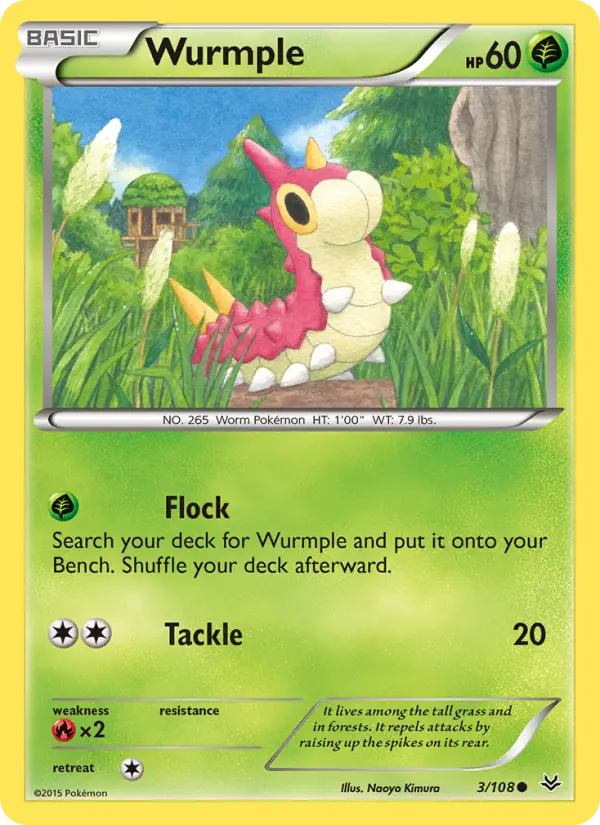 Wurmple Common Pokemon card #3 from Roaring Skies