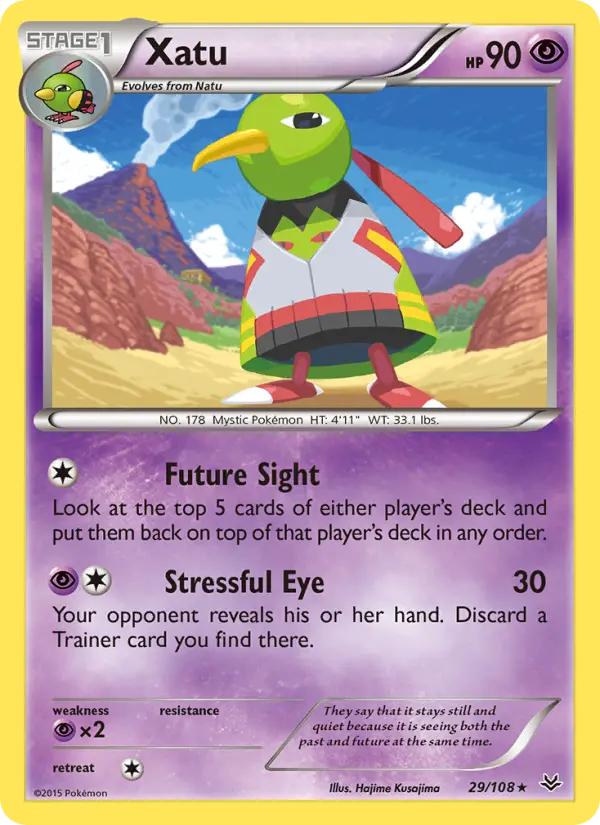 Xatu Rare Pokemon card #29 from Roaring Skies