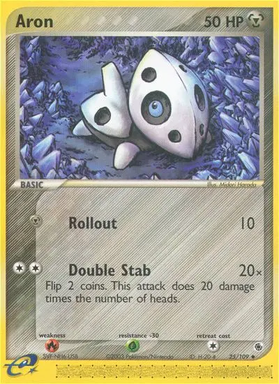 Aron Uncommon Pokemon card #25 from Ruby & Sapphire