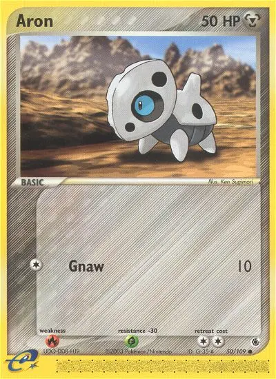 Aron Common Pokemon card #50 from Ruby & Sapphire