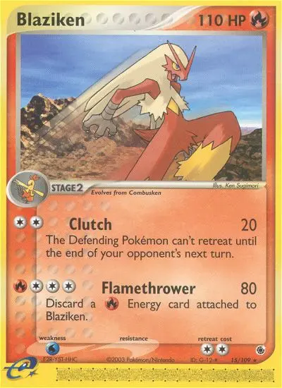 Blaziken Rare Pokemon card #15 from Ruby & Sapphire