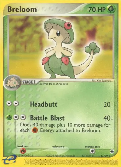 Breloom Rare Pokemon card #16 from Ruby & Sapphire