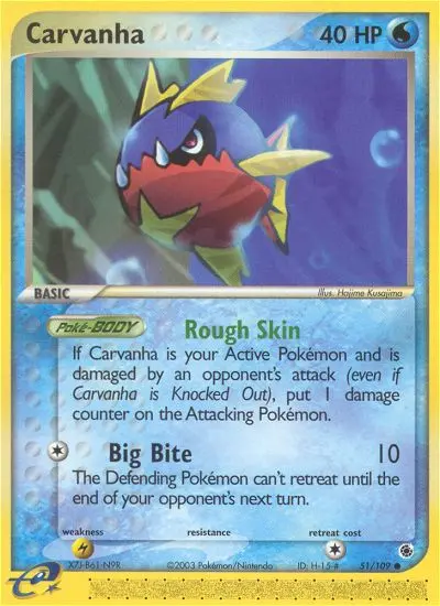 Carvanha Common Pokemon card #51 from Ruby & Sapphire