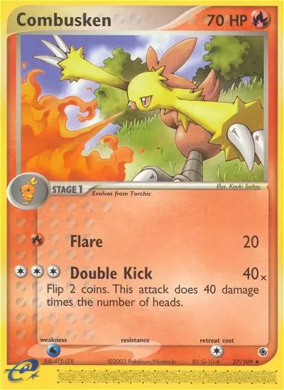 Combusken Uncommon Pokemon card #27 from Ruby & Sapphire