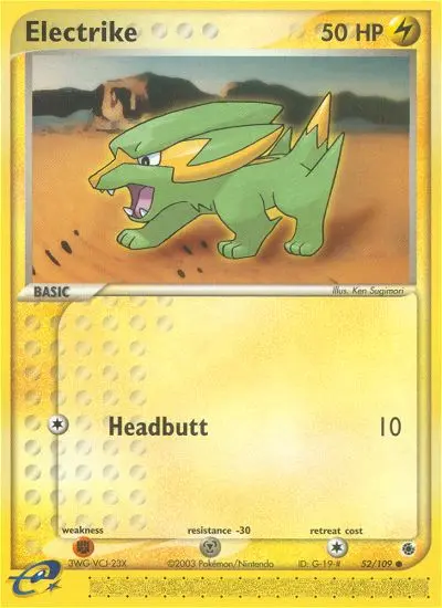 Electrike Common Pokemon card #52 from Ruby & Sapphire