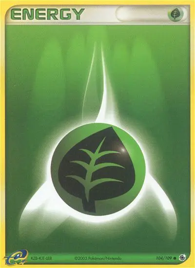 Grass Energy Common Pokemon card #104 from Ruby & Sapphire
