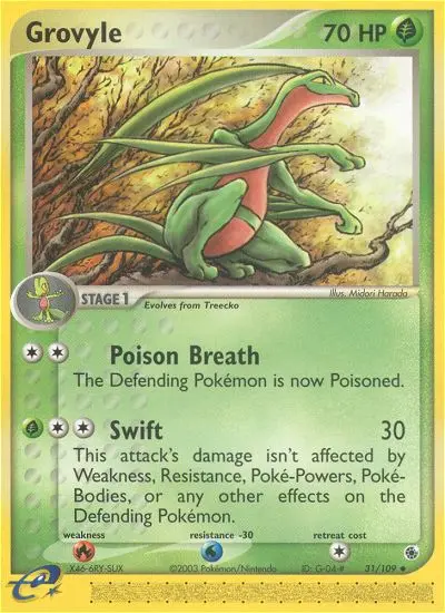 Grovyle Uncommon Pokemon card #31 from Ruby & Sapphire