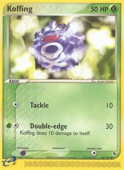 Koffing Common Pokemon card #54 from Ruby & Sapphire