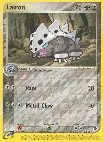 Lairon Uncommon Pokemon card #36 from Ruby & Sapphire