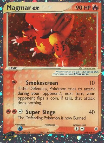 Magmar ex Rare Pokemon card #100 from Ruby & Sapphire