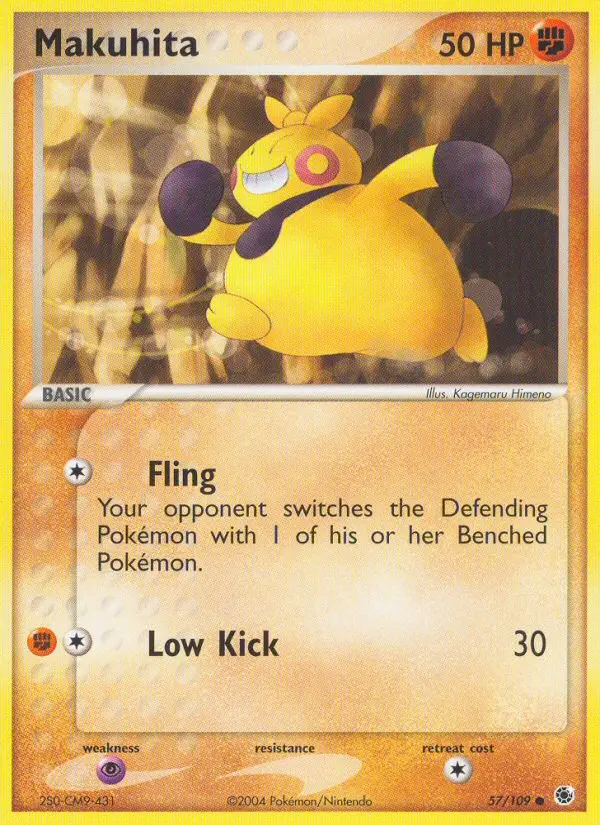 Makuhita Common Pokemon card #57 from Ruby & Sapphire