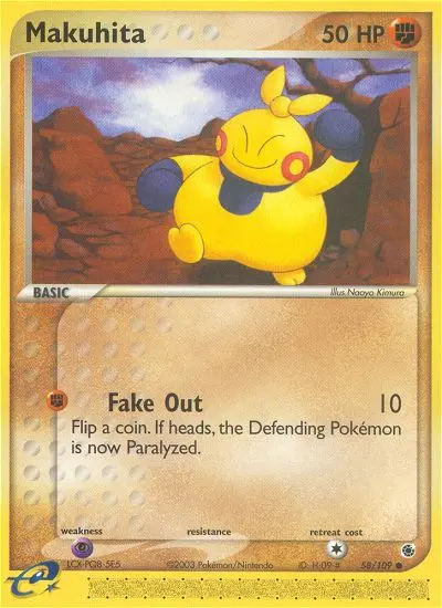 Makuhita Common Pokemon card #58 from Ruby & Sapphire