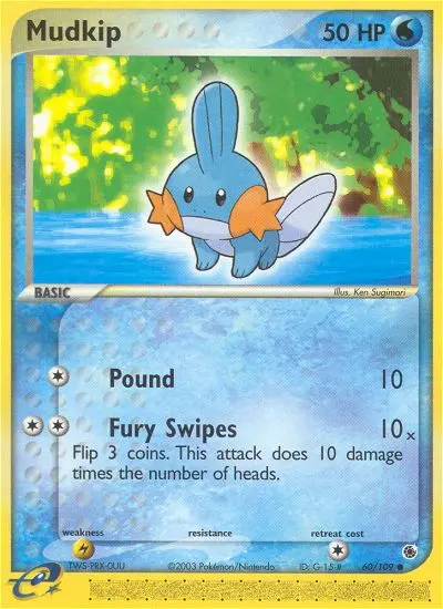 Mudkip Common Pokemon card #60 from Ruby & Sapphire