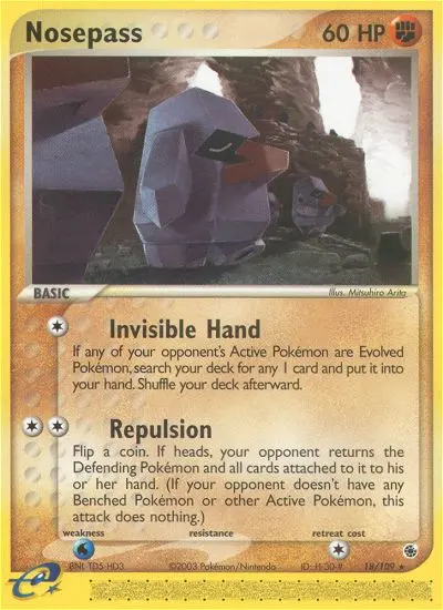 Nosepass Rare Pokemon card #18 from Ruby & Sapphire