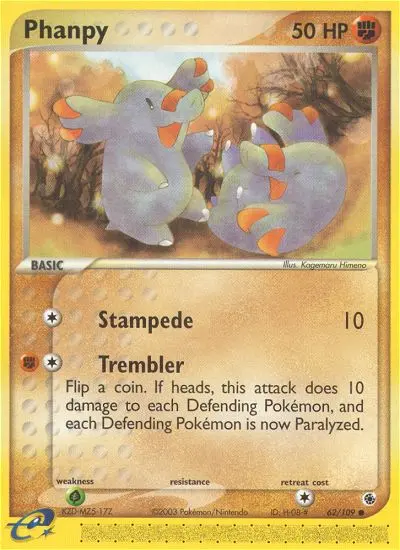 Phanpy Common Pokemon card #62 from Ruby & Sapphire