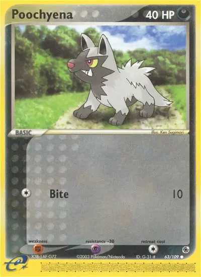 Poochyena Common Pokemon card #63 from Ruby & Sapphire