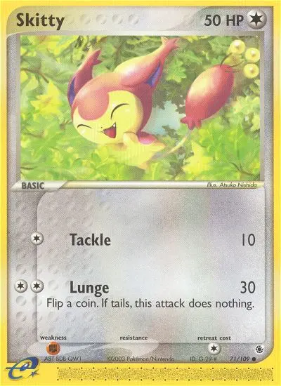 Skitty Common Pokemon card #71 from Ruby & Sapphire
