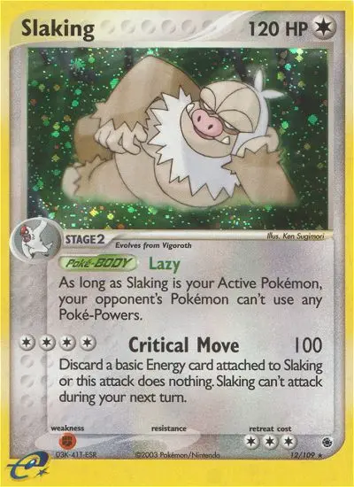 Slaking Rare Pokemon card #12 from Ruby & Sapphire