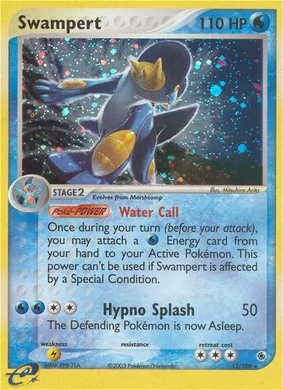 Swampert Rare Pokemon card #13 from Ruby & Sapphire