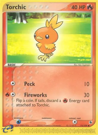 Torchic Common Pokemon card #73 from Ruby & Sapphire