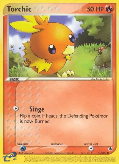 Torchic Common Pokemon card #74 from Ruby & Sapphire