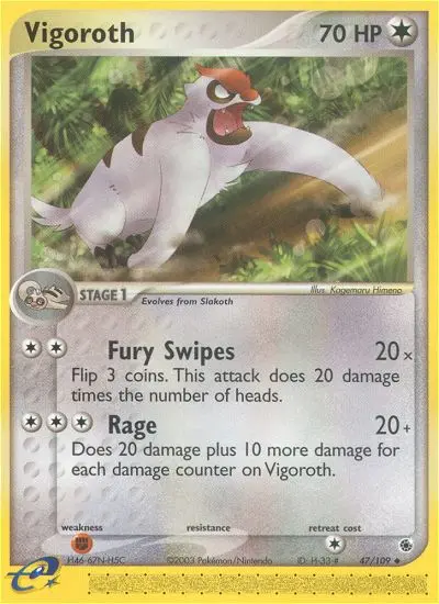 Vigoroth Uncommon Pokemon card #47 from Ruby & Sapphire