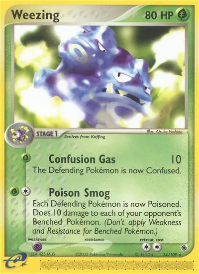Weezing Rare Pokemon card #24 from Ruby & Sapphire