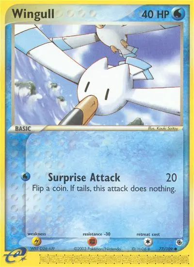Wingull Common Pokemon card #77 from Ruby & Sapphire