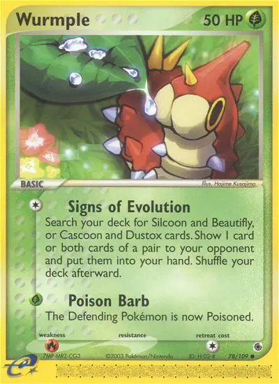 Wurmple Common Pokemon card #78 from Ruby & Sapphire