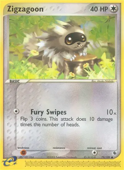 Zigzagoon Common Pokemon card #79 from Ruby & Sapphire