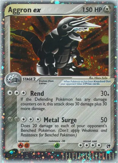 Aggron ex Rare Pokemon card #95 from Sandstorm