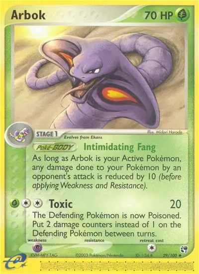 Arbok Uncommon Pokemon card #29 from Sandstorm